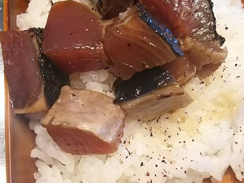 鰹のたたき簡単アヒポキ丼